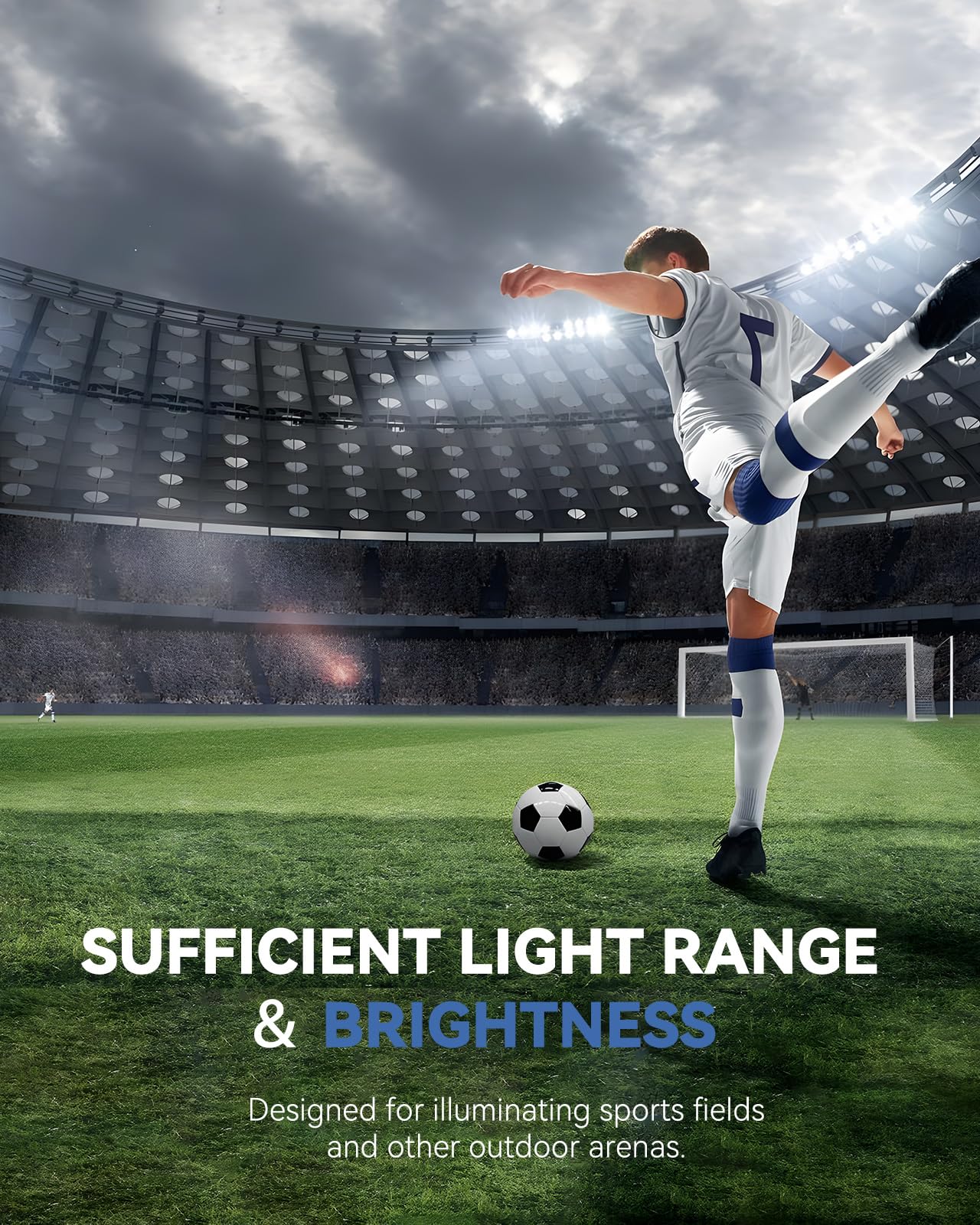 LED Stadium Flood Lights Hard Wire 300W Equivalent 48000LM Super Bright LED Arena Lights 85-305V IP66 Waterproof 6500K - Outdoor Solar Outlet