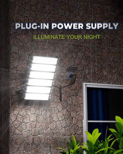 LED Stadium Flood Lights Hard Wire 300W Equivalent 48000LM Super Bright LED Arena Lights 85-305V IP66 Waterproof 6500K - Outdoor Solar Outlet