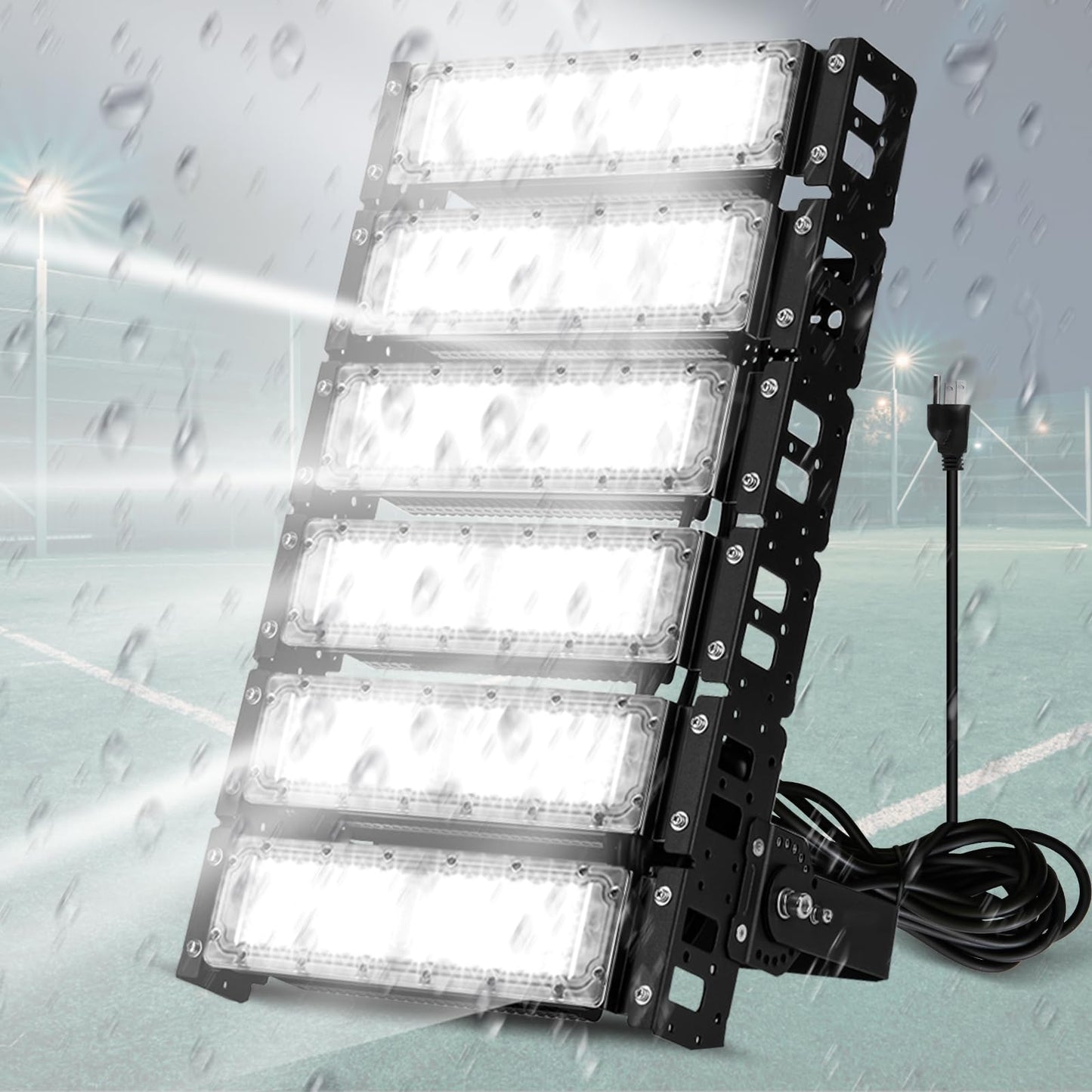 LED Stadium Flood Lights Hard Wire 300W Equivalent 48000LM Super Bright LED Arena Lights 85-305V IP66 Waterproof 6500K - Outdoor Solar Outlet