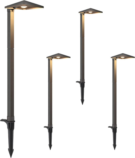 Low Voltage Landscape Lighting, 3W 230LM 3000K 50,000 Hrs Waterproof LED Pathway Lights Wired Aluminum Housing, ETL Listed, 4 Pack - Outdoor Solar Outlet