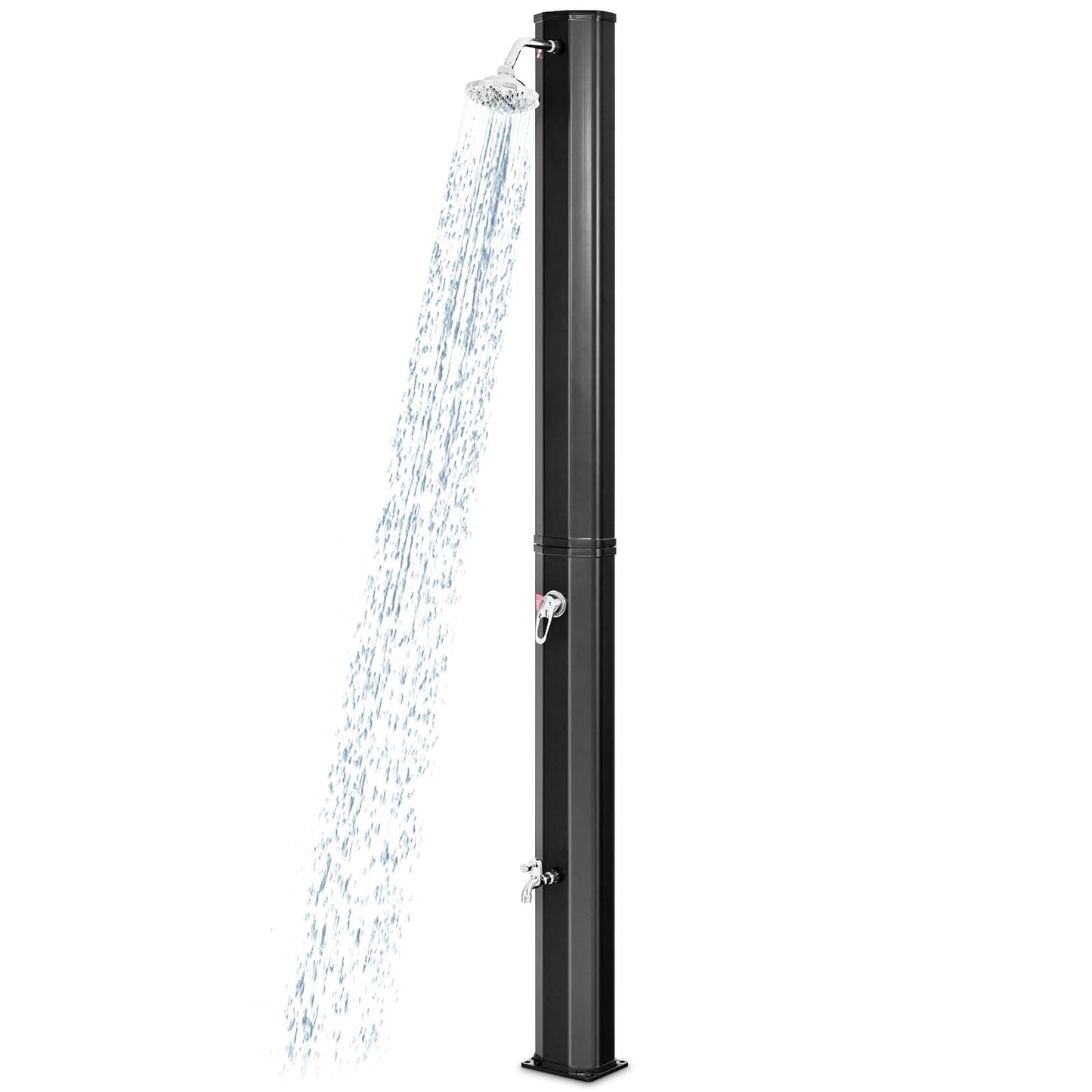 LumenX 10 Gallon Solar Heated Outdoor Shower, 7.2 FT Freestanding Outside Shower with Rotating Shower Head, Temperature Adjustment & Foot Shower - Outdoor Solar Outlet