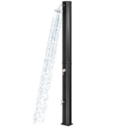 LumenX 10 Gallon Solar Heated Outdoor Shower, 7.2 FT Freestanding Outside Shower with Rotating Shower Head, Temperature Adjustment & Foot Shower - Outdoor Solar Outlet