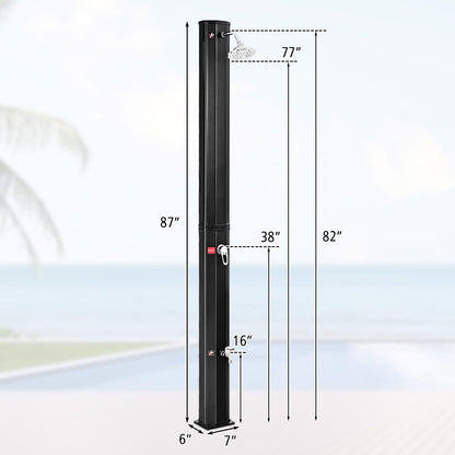 LumenX 10 Gallon Solar Heated Outdoor Shower, 7.2 FT Freestanding Outside Shower with Rotating Shower Head, Temperature Adjustment & Foot Shower - Outdoor Solar Outlet