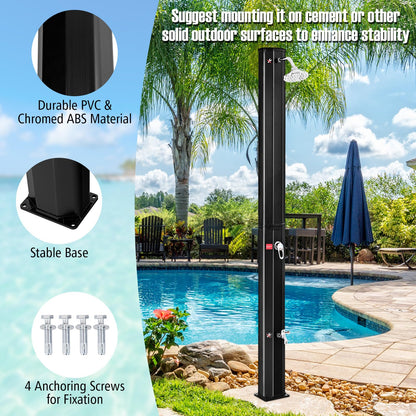LumenX 10 Gallon Solar Heated Outdoor Shower, 7.2 FT Freestanding Outside Shower with Rotating Shower Head, Temperature Adjustment & Foot Shower - Outdoor Solar Outlet