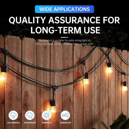LumenX 165FT Outdoor String Light Hanging Kit – 304 Stainless Steel Guide Wire with Turnbuckles, Cable Clamps, Carabiners and Installation Tools - Outdoor Solar Outlet