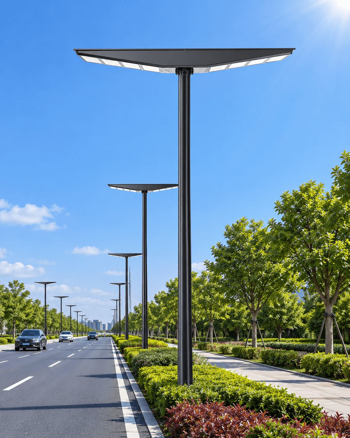 LumenX 9000W Double-Sided Solar Street Light – 560 LED, Motion Sensor, Dusk-to-Dawn, IP65 - Outdoor Solar Outlet