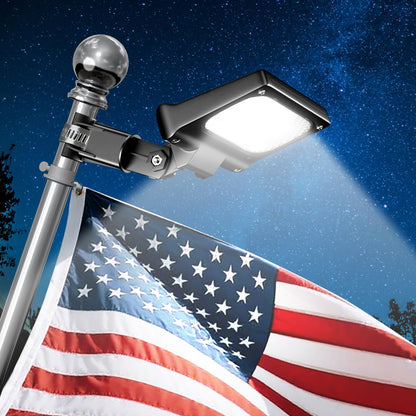 LumenX Flag Pole Light Solar Powered 3 Mode Metal Clamps Fits 5ft 6ft Wall-Mounted Flag Poles Top Mount - Outdoor Solar Outlet