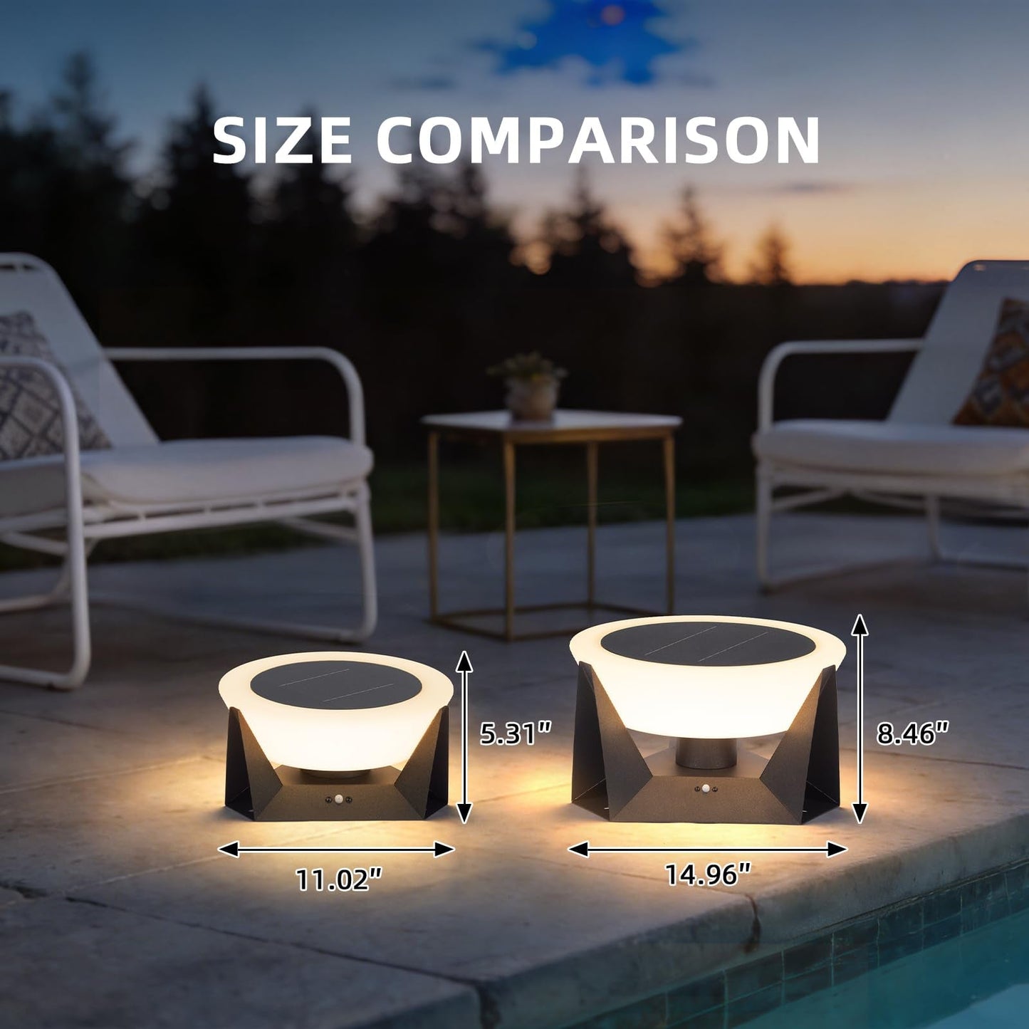 LumenX Large 15 Inch Solar Lantern, 3000K Outdoor Floor Lamp, Outdoor Lights Waterproof, Dusk to Dawn Round Garden Floor Lanterns - Outdoor Solar Outlet