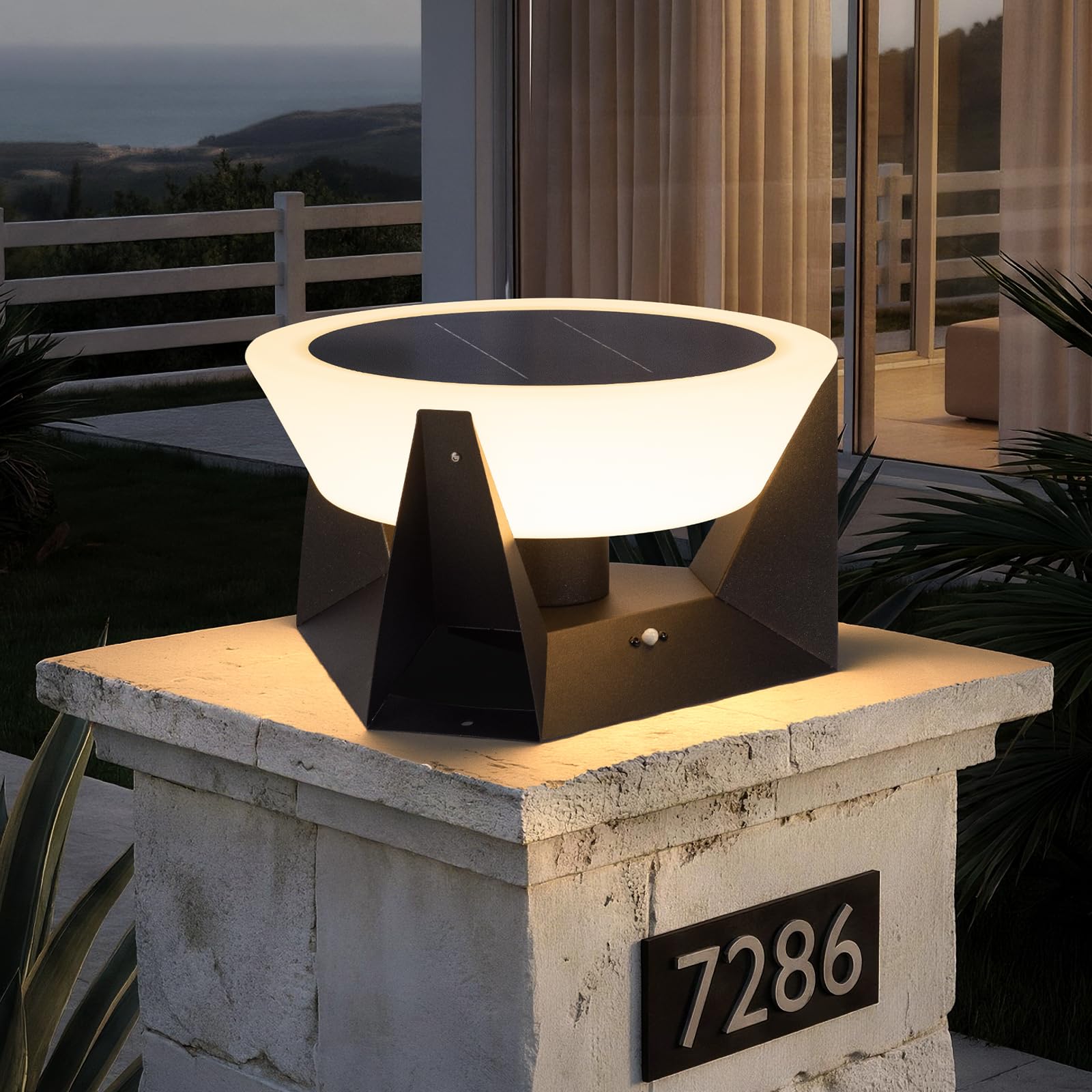 LumenX Large 15 Inch Solar Lantern, 3000K Outdoor Floor Lamp, Outdoor Lights Waterproof, Dusk to Dawn Round Garden Floor Lanterns - Outdoor Solar Outlet