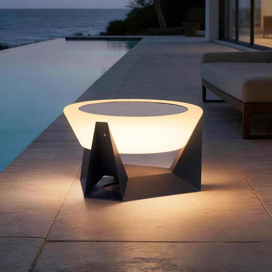 LumenX Large 15 Inch Solar Lantern, 3000K Outdoor Floor Lamp, Outdoor Lights Waterproof, Dusk to Dawn Round Garden Floor Lanterns - Outdoor Solar Outlet