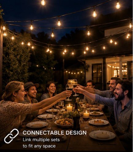 LumenX Pro Plug-In Sting Light - Waterproof LED Outdoor String Lights - 15 Bulbs, Dimmable 2W Vintage Spiral Edison Bulbs - 48 Ft Commercial Grade Patio Lights - Outdoor Solar Outlet