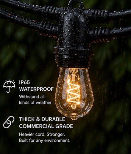 LumenX Pro Solar Spiral Sting Light -Super Bright 48 Ft, 15 Bulbs Waterproof LED Outdoor String Lights 4W Vintage Spiral Edison Bulbs - 48 Ft Commercial Grade Patio Lights - Outdoor Solar Outlet