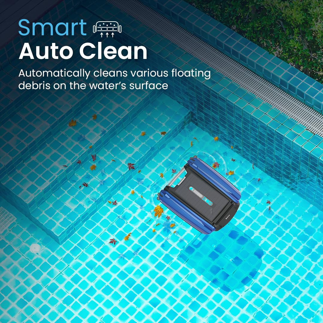 LumenX SE Solar Powered Automatic Robotic Pool Surface Skimmer Cleaner with 24/7 Continuous Cleaning Battery Power and Re-Engineered Twin Salt Chlorine Tolerant Motors - Outdoor Solar Outlet