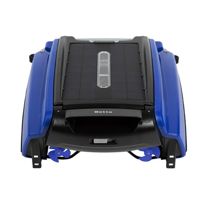 LumenX SE Solar Powered Automatic Robotic Pool Surface Skimmer Cleaner with 24/7 Continuous Cleaning Battery Power and Re-Engineered Twin Salt Chlorine Tolerant Motors - Outdoor Solar Outlet