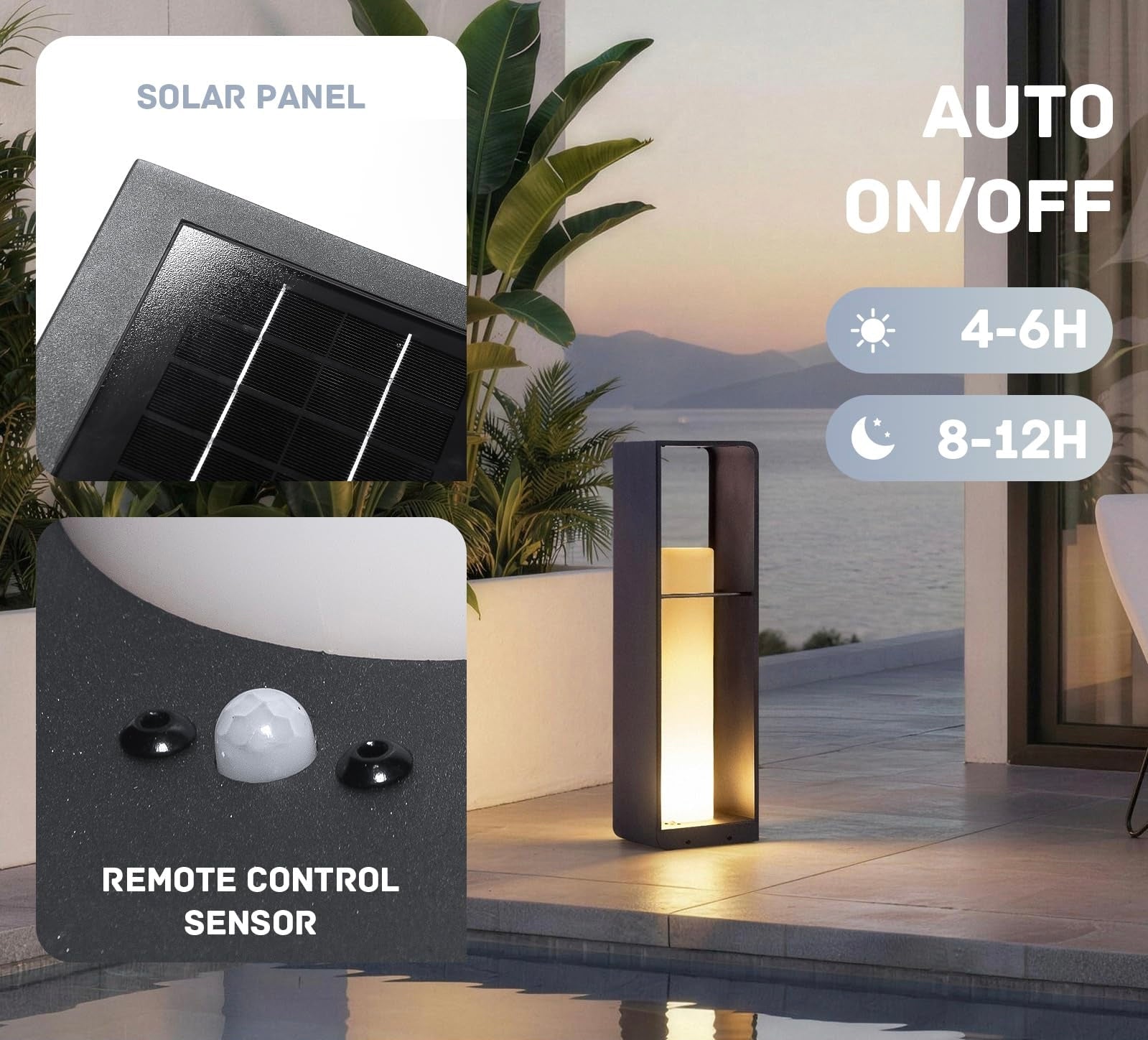 LumenX Smart Aluminum Floor Lamp Dimmable, Cordless Dusk to Dawn Solar Lanterns Outdoor, Large Led Corner Floor Lamps with Remote Control - Outdoor Solar Outlet