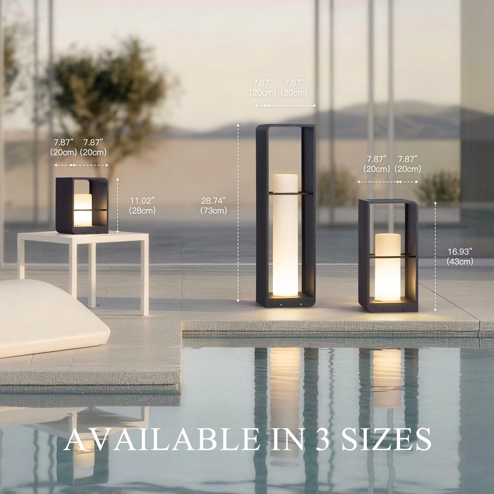 LumenX Smart Aluminum Floor Lamp Dimmable, Cordless Dusk to Dawn Solar Lanterns Outdoor, Large Led Corner Floor Lamps with Remote Control - Outdoor Solar Outlet