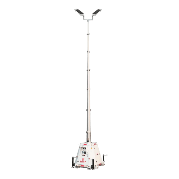 LumenX Twinko - Heavy Duty Mobile Solar Light Tower+2 11000W Fixture - Outdoor Solar Outlet