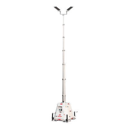 LumenX Twinko - Heavy Duty Mobile Solar Light Tower+2 11000W Fixture - Outdoor Solar Outlet