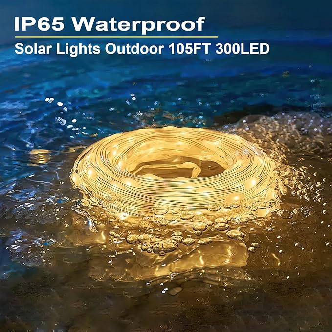New Upgraded Solar Strip Lights 200 LED 16ft 19 Modes Solar Powered & USB Rechargeable String Lights Outdoor Waterproof with Remote Timer Dimmable for Pool Yard Party Wedding Christmas - Outdoor Solar Outlet
