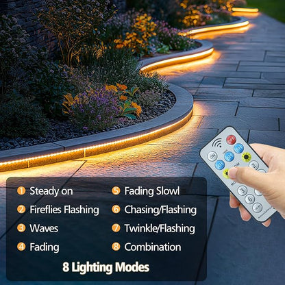New Upgraded Solar Strip Lights 200 LED 16ft 19 Modes Solar Powered & USB Rechargeable String Lights Outdoor Waterproof with Remote Timer Dimmable for Pool Yard Party Wedding Christmas - Outdoor Solar Outlet