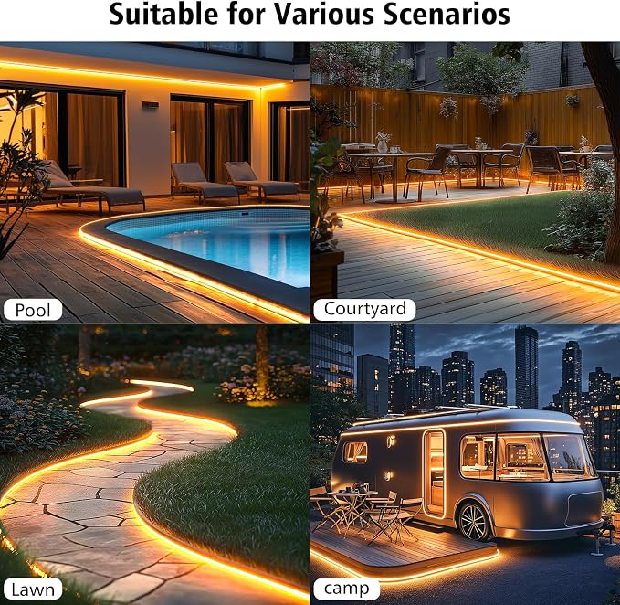 New Upgraded Solar Strip Lights 200 LED 16ft 19 Modes Solar Powered & USB Rechargeable String Lights Outdoor Waterproof with Remote Timer Dimmable for Pool Yard Party Wedding Christmas - Outdoor Solar Outlet