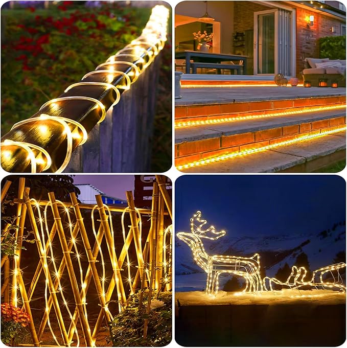 New Upgraded Solar Strip Lights 200 LED 16ft 19 Modes Solar Powered & USB Rechargeable String Lights Outdoor Waterproof with Remote Timer Dimmable for Pool Yard Party Wedding Christmas - Outdoor Solar Outlet