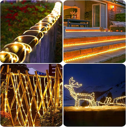 New Upgraded Solar Strip Lights 200 LED 16ft 19 Modes Solar Powered & USB Rechargeable String Lights Outdoor Waterproof with Remote Timer Dimmable for Pool Yard Party Wedding Christmas - Outdoor Solar Outlet