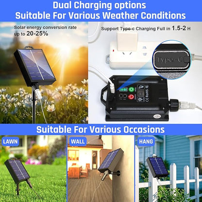 New Upgraded Solar Strip Lights 200 LED 16ft 19 Modes Solar Powered & USB Rechargeable String Lights Outdoor Waterproof with Remote Timer Dimmable for Pool Yard Party Wedding Christmas - Outdoor Solar Outlet