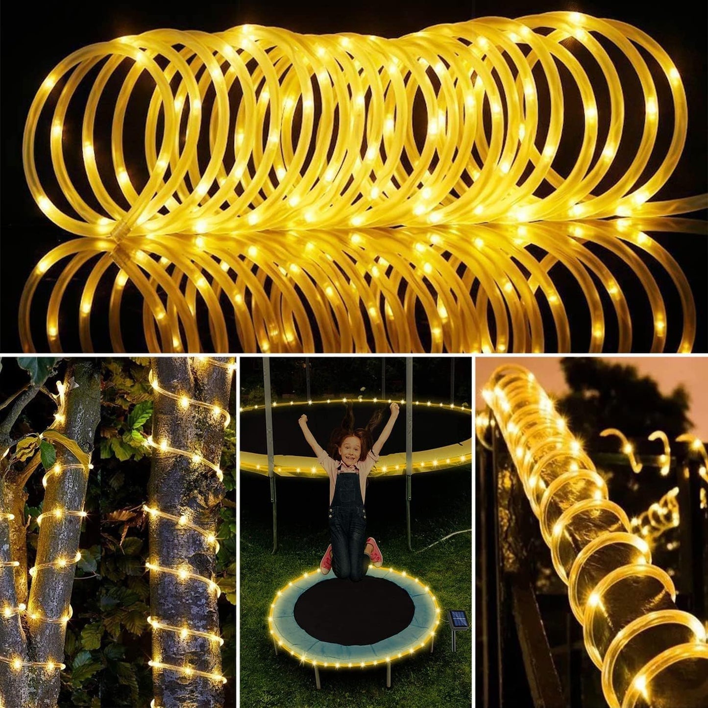 New Upgraded Solar Strip Lights 200 LED 16ft 19 Modes Solar Powered & USB Rechargeable String Lights Outdoor Waterproof with Remote Timer Dimmable for Pool Yard Party Wedding Christmas - Outdoor Solar Outlet