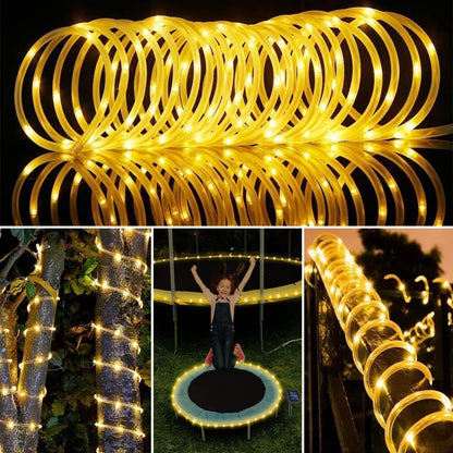 New Upgraded Solar Strip Lights 200 LED 16ft 19 Modes Solar Powered & USB Rechargeable String Lights Outdoor Waterproof with Remote Timer Dimmable for Pool Yard Party Wedding Christmas - Outdoor Solar Outlet