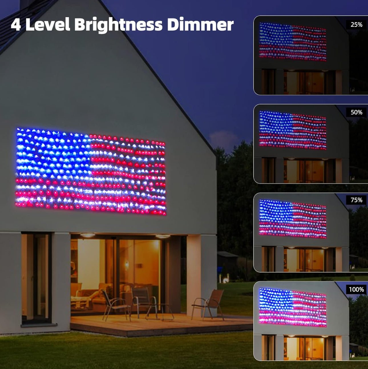 Oversize American Flag Solar Lights 420 Super Bright LEDs 2-in-1 Solar Powered and Plug in Flag Light - Outdoor Solar Outlet