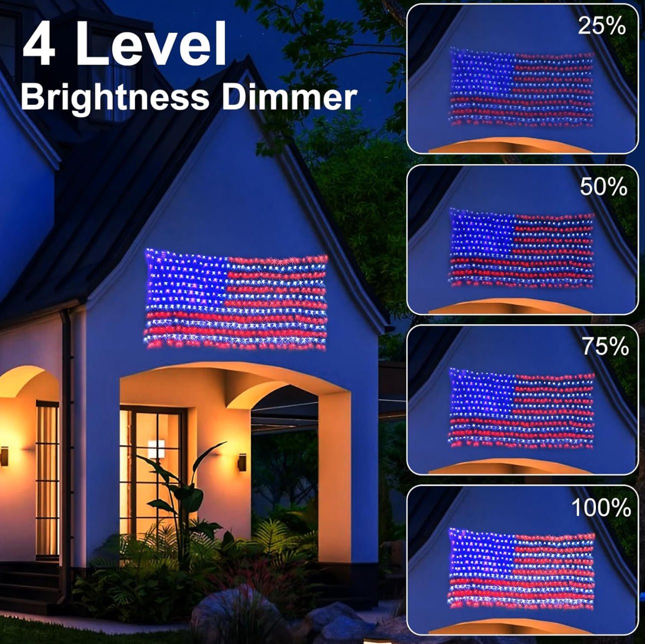 Oversize American Flag Solar Lights 420 Super Bright LEDs 2-in-1 Solar Powered and Plug in Flag Light - Outdoor Solar Outlet