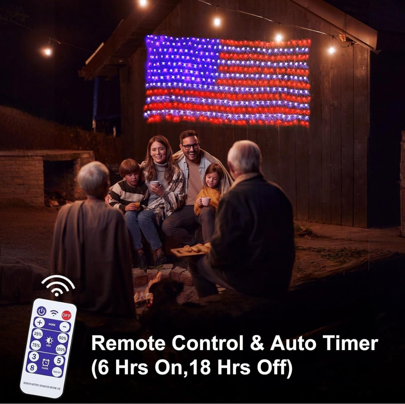 Oversize American Flag Solar Lights 420 Super Bright LEDs 2-in-1 Solar Powered and Plug in Flag Light - Outdoor Solar Outlet