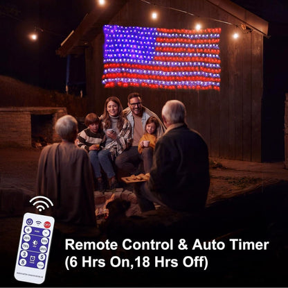 Oversize American Flag Solar Lights 420 Super Bright LEDs 2-in-1 Solar Powered and Plug in Flag Light - Outdoor Solar Outlet