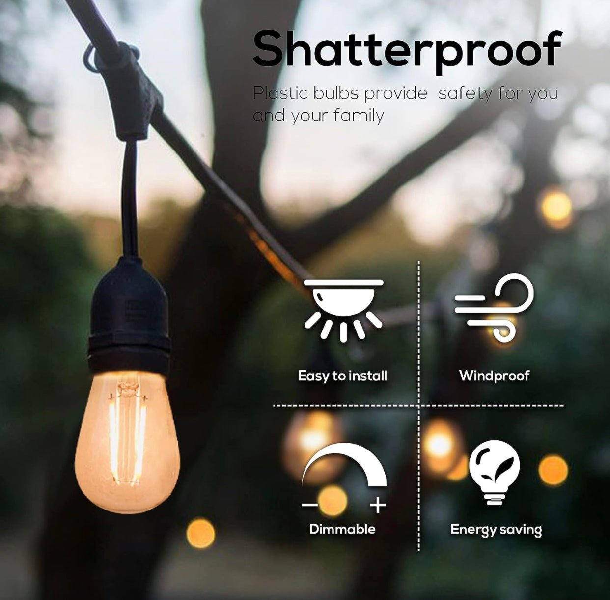Replacement Bulb PRO LED Energy Efficient 2 Watt Warm White 2500K Dimmable Bulb - 12 Pack - E26 Base - Outdoor Solar Outlet