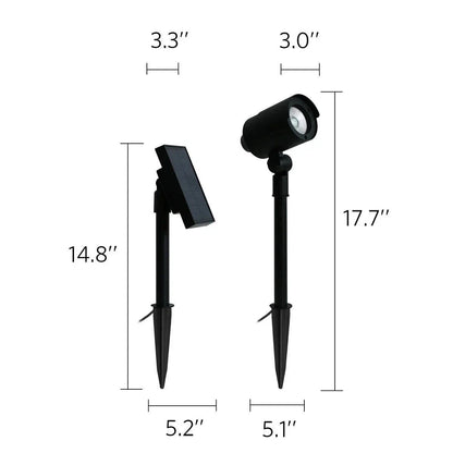 Tommy Bahama Solar LED Landscape Spotlights with Remote Solar Panels – 100 Lumens, 2-Pack