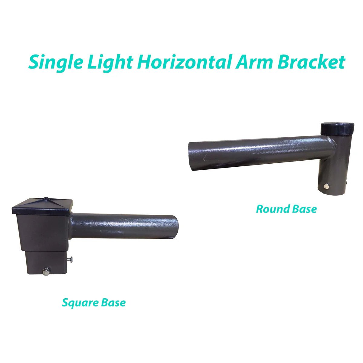Single Spoke Arm Bracket Square/Round Base - Outdoor Solar Outlet