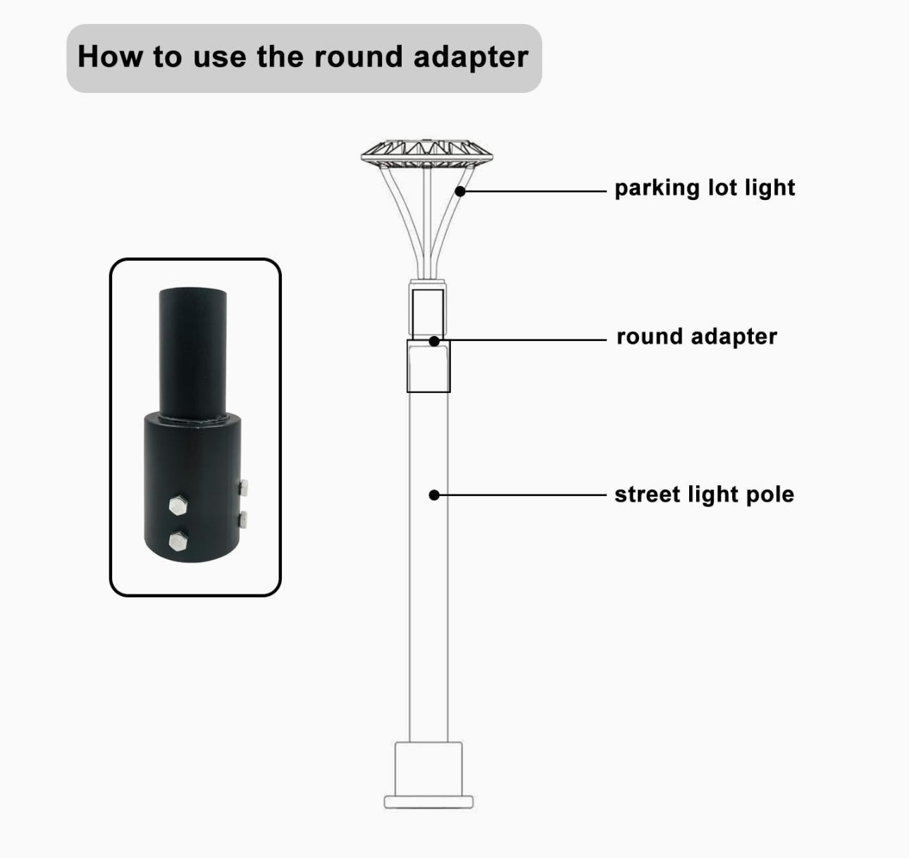 Single Spoke Arm Bracket Square/Round Base - Outdoor Solar Outlet