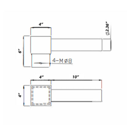 Single Spoke Arm Bracket Square/Round Base - Outdoor Solar Outlet