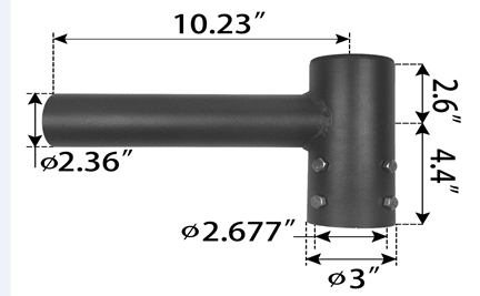 Single Spoke Arm Bracket Square/Round Base - Outdoor Solar Outlet