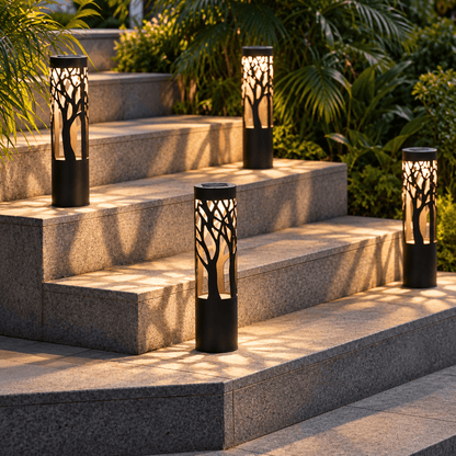 SmartYard 12-Lumen Solar Bollard Light with Tree Design LED 2-Pack - Outdoor Solar Outlet