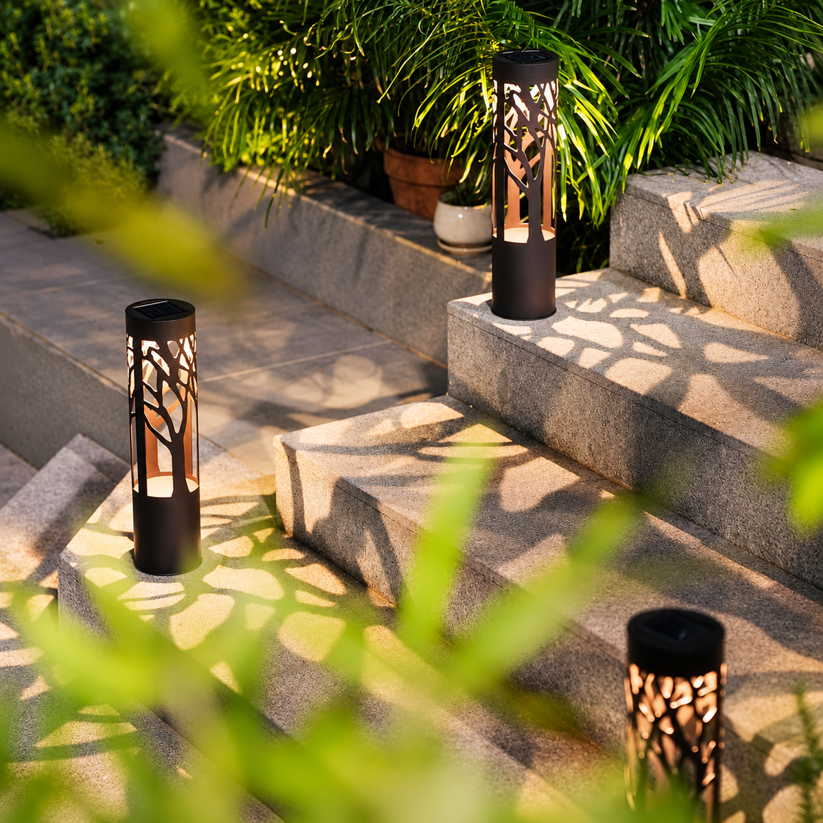 SmartYard 12-Lumen Solar Bollard Light with Tree Design LED 2-Pack - Outdoor Solar Outlet