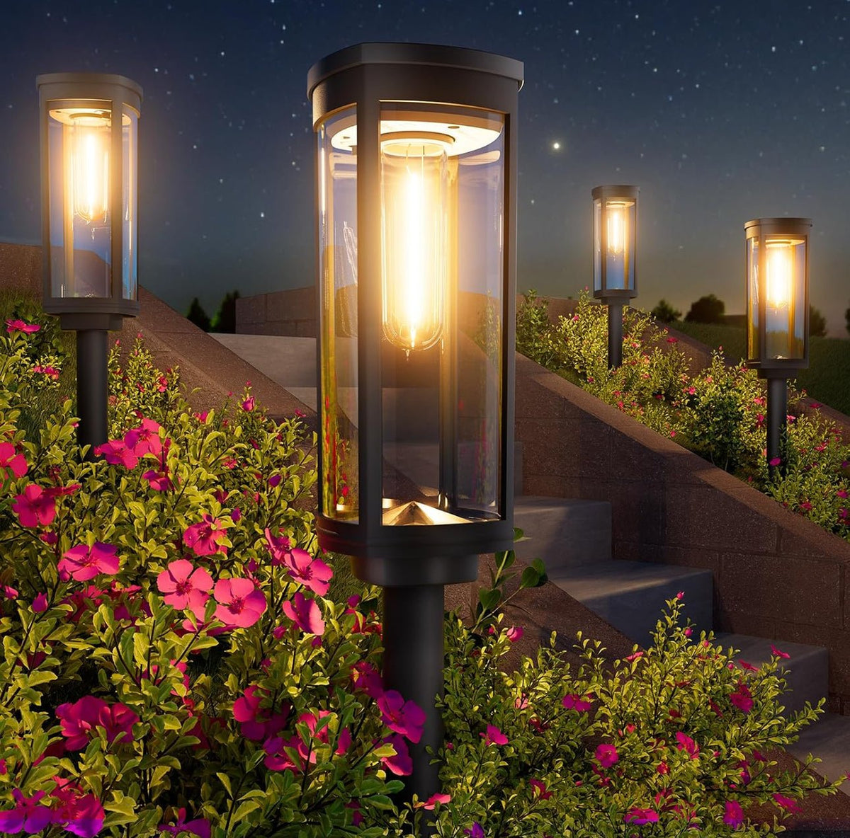 SmartYard 15 Lumen Bright Solar Lights Outdoor Pathway Lights Waterproof IP65, Auto On/Off 4 Pack - Outdoor Solar Outlet