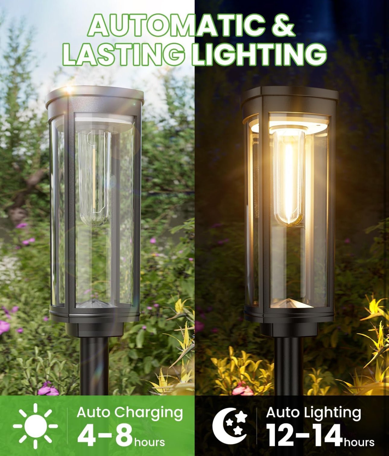 SmartYard 15 Lumen Bright Solar Lights Outdoor Pathway Lights Waterproof IP65, Auto On/Off 4 Pack - Outdoor Solar Outlet