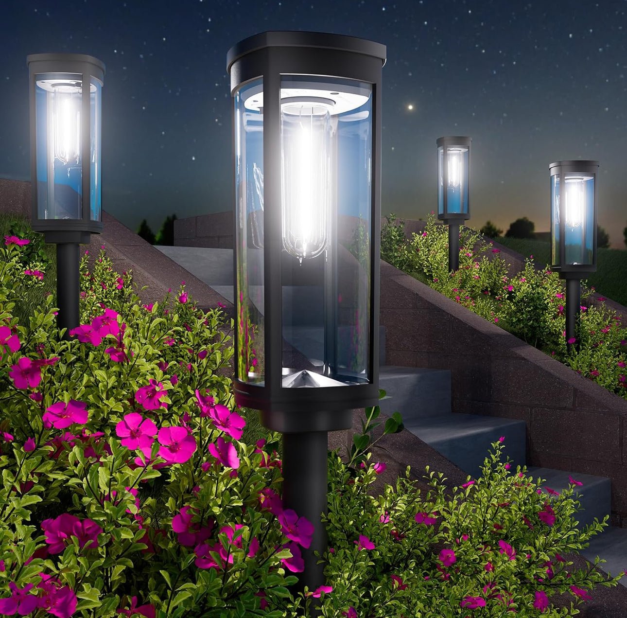 SmartYard 15 Lumen Bright Solar Lights Outdoor Pathway Lights Waterproof IP65, Auto On/Off 4 Pack - Outdoor Solar Outlet