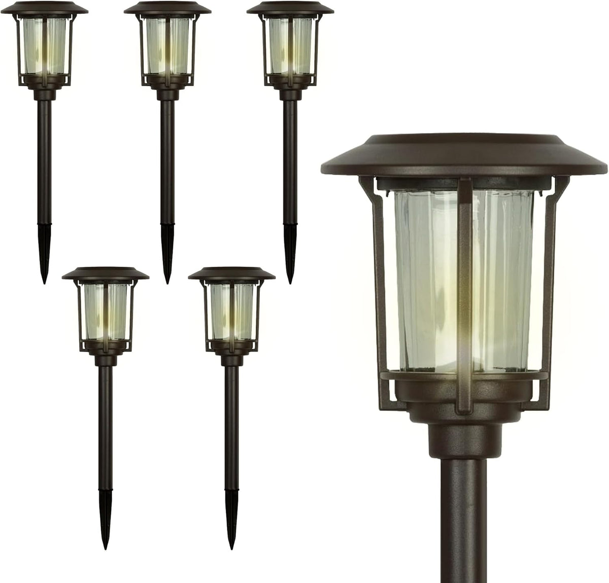 SmartYard 15-Lumen Solar Pathway Lights, Aluminum And Glass 6 Pack - Outdoor Solar Outlet