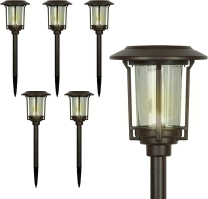 SmartYard 15-Lumen Solar Pathway Lights, Aluminum And Glass 6 Pack - Outdoor Solar Outlet
