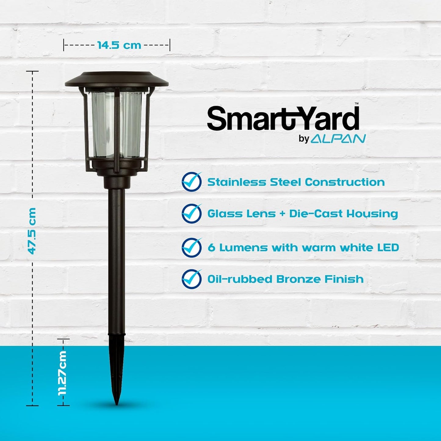 SmartYard 15-Lumen Solar Pathway Lights, Aluminum And Glass 6 Pack - Outdoor Solar Outlet