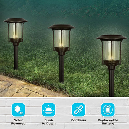 SmartYard 15-Lumen Solar Pathway Lights, Aluminum And Glass 6 Pack - Outdoor Solar Outlet