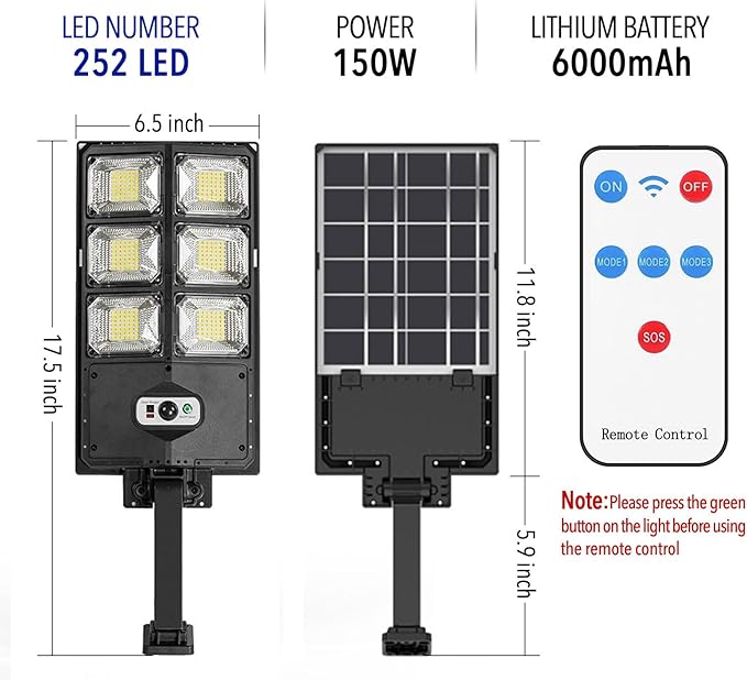 SmartYard 150W Solar Lights, 3 Modes Led Solar Wall Light Motion Sensor with Remote Control, 8000LM - Outdoor Solar Outlet